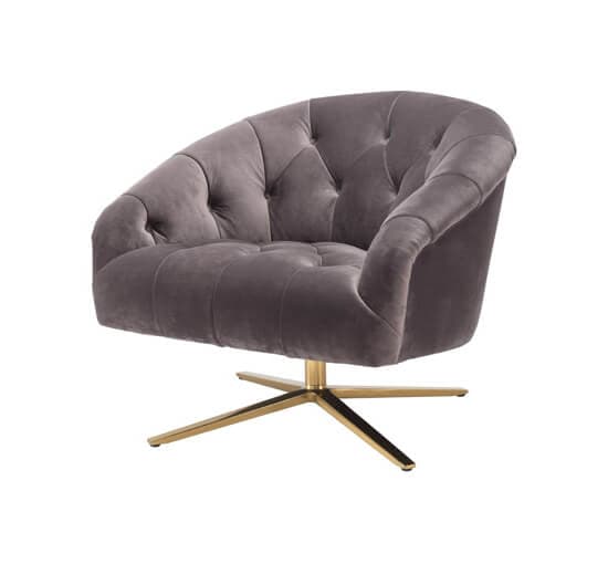 Swivel Chair Gardner Savona Grey Velvet