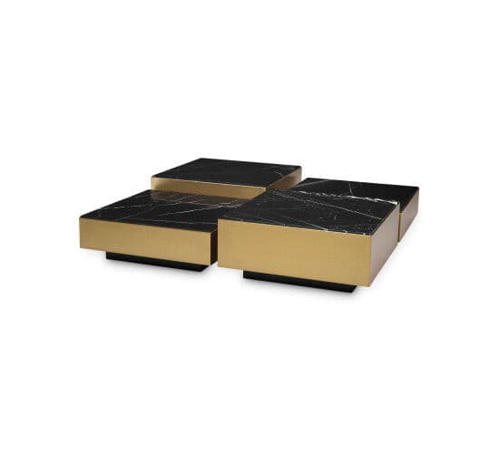 Esposito Coffee Table Black Marble Set of 4