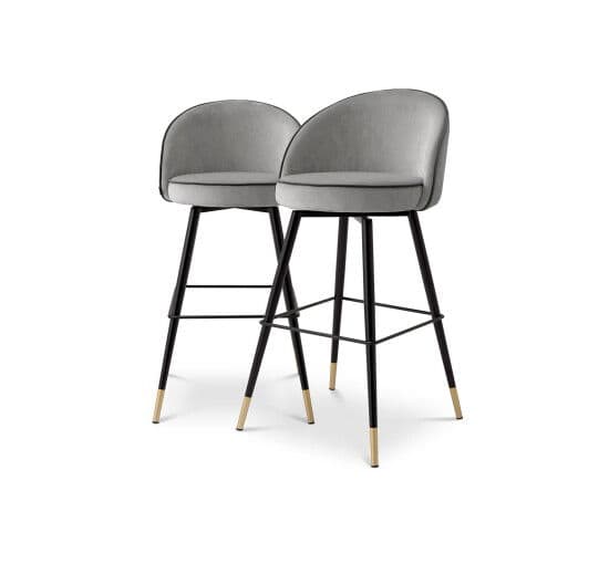 Cooper baarituoli roche light grey velvet 2 kpl