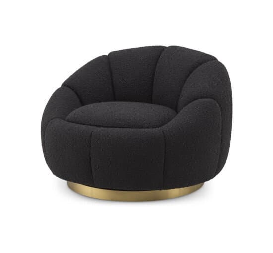 Inger Swivel Chair Bouclé Black
