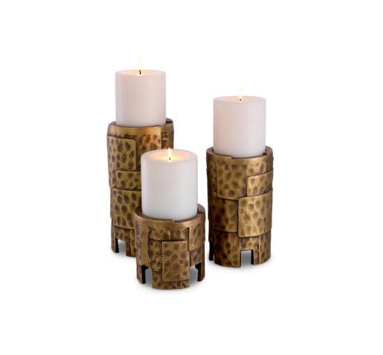 Laurentiuksen kynttilänjalat antiikki messinki 3-settiä