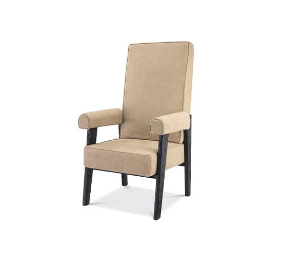 Milo Leather Armchair Beige Nubuck High