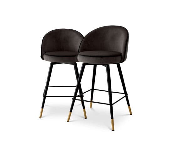 Cooper baarituolit roche dark grey velvet 2-setti