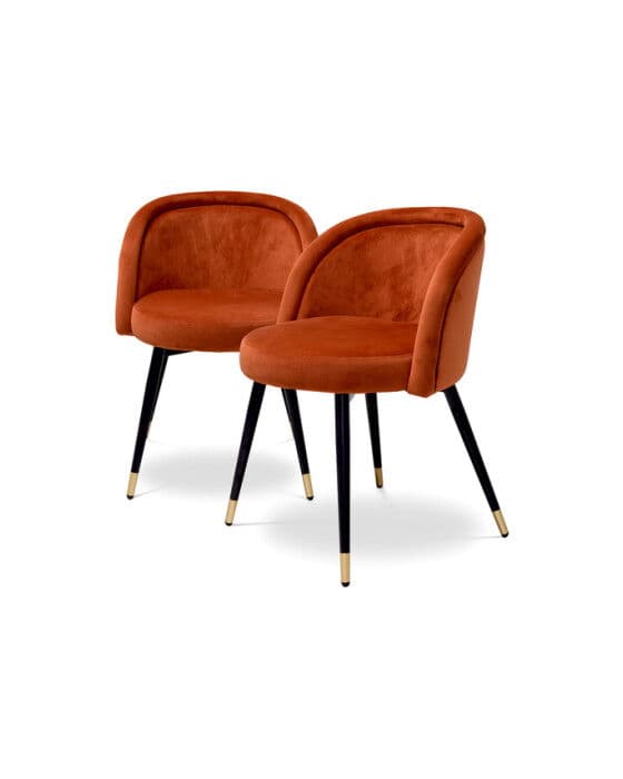 Dining Chair Chloé savona orange velvet set of 2