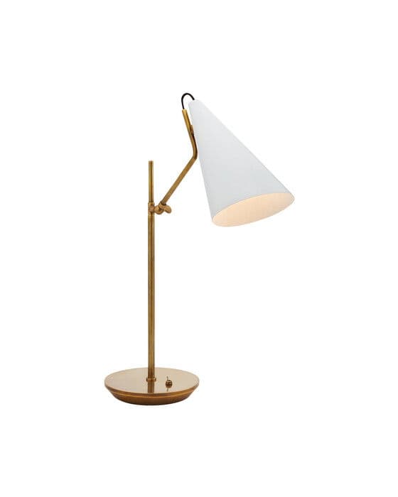 Clemente Table Lamp Antique Brass with White