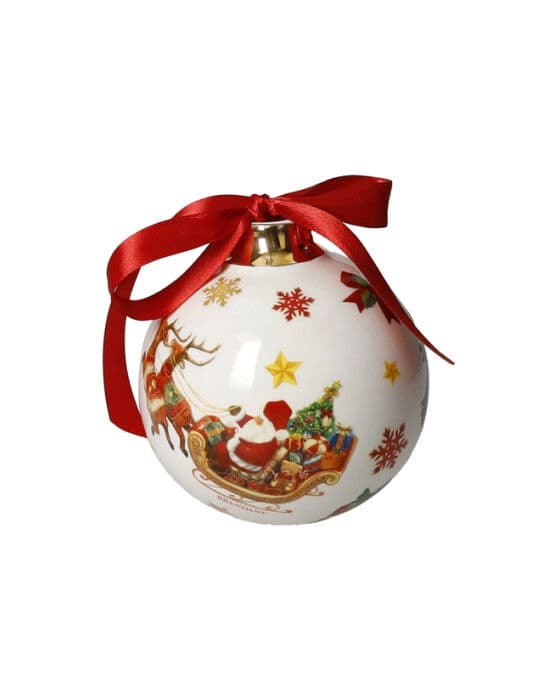 Santa's Sleigh joulupallo valkoinen 10cm