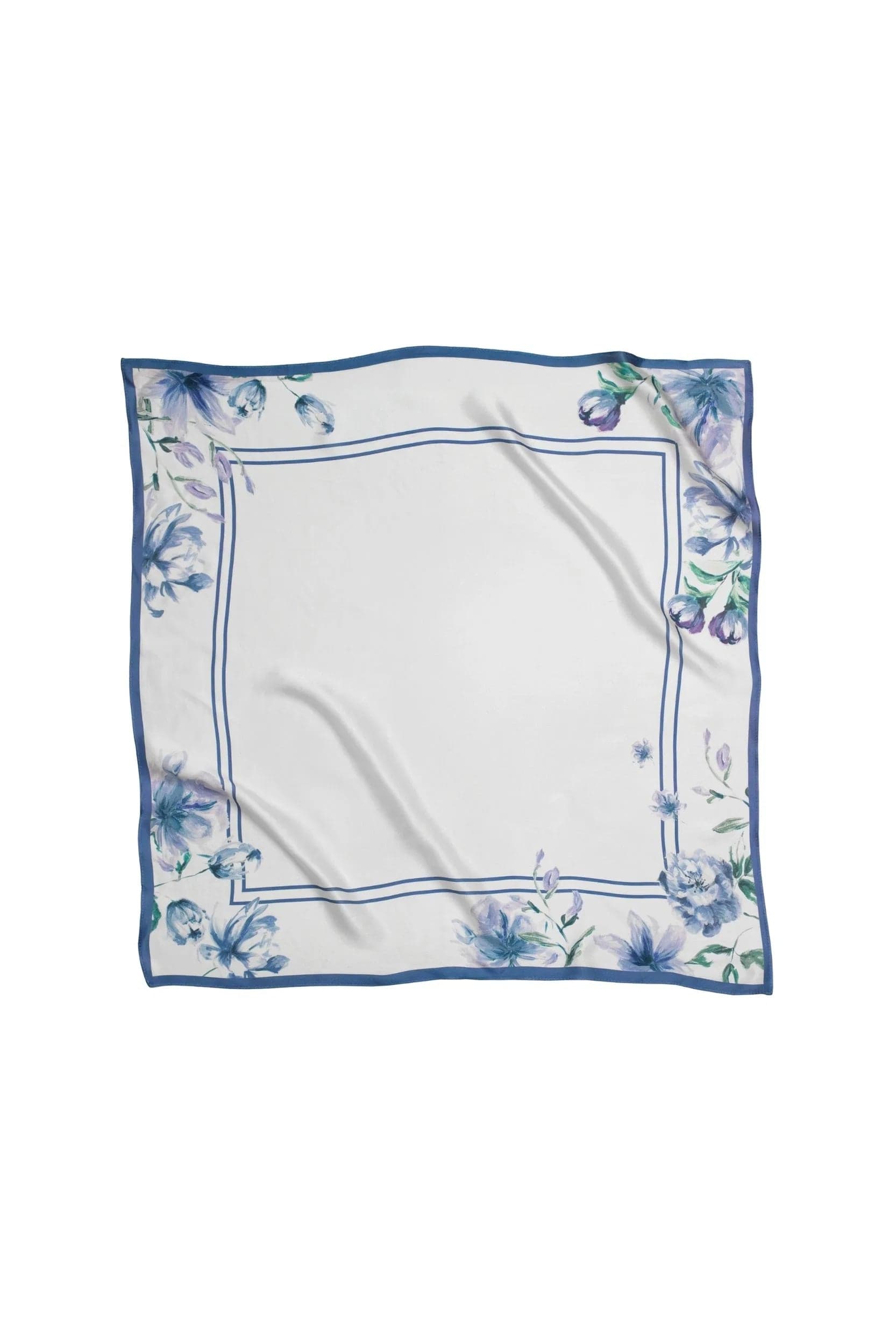 Blue Collection Medium Silk Scarf Floral