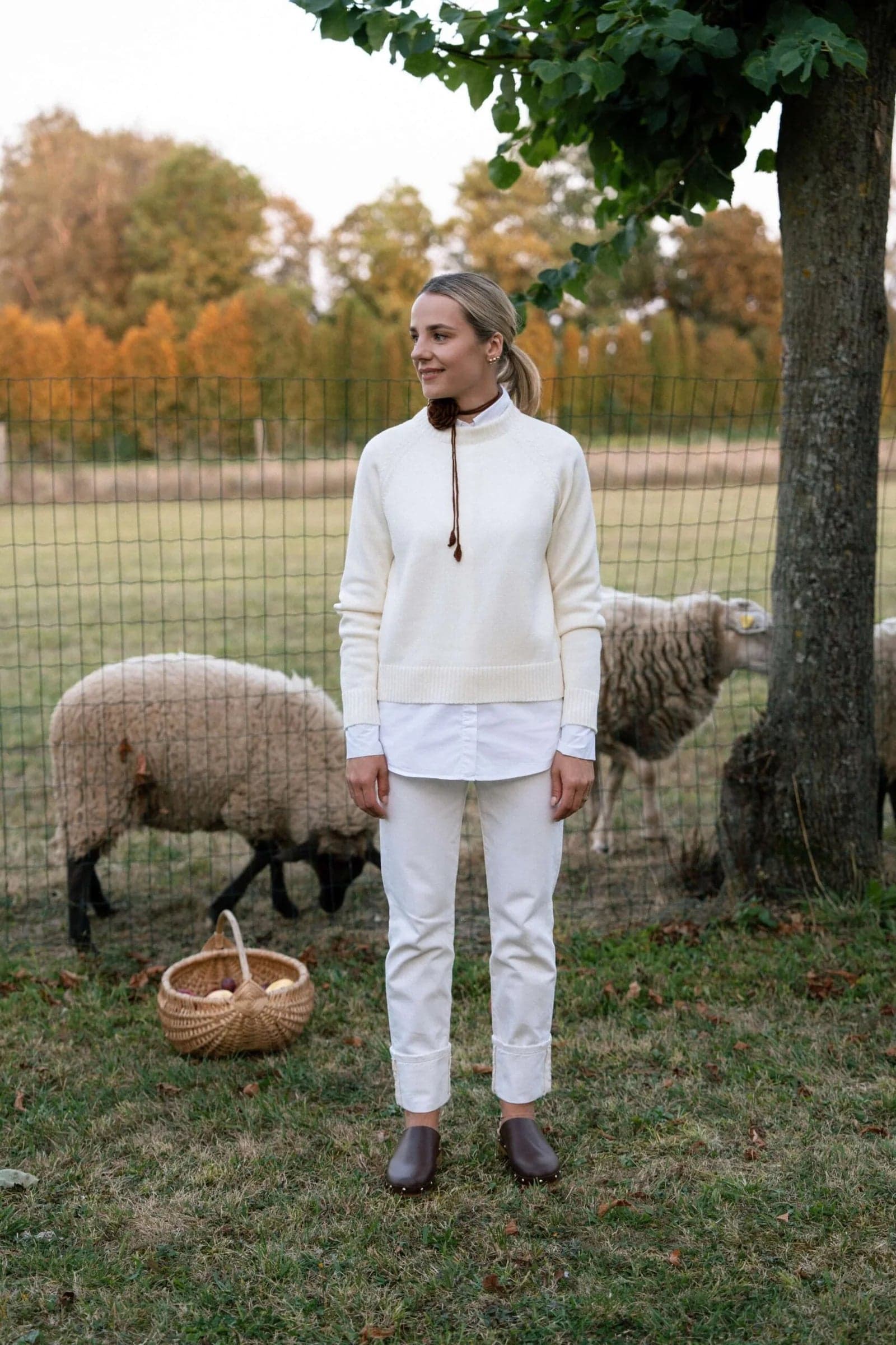 Crew Neck Merino Wool Sweater White