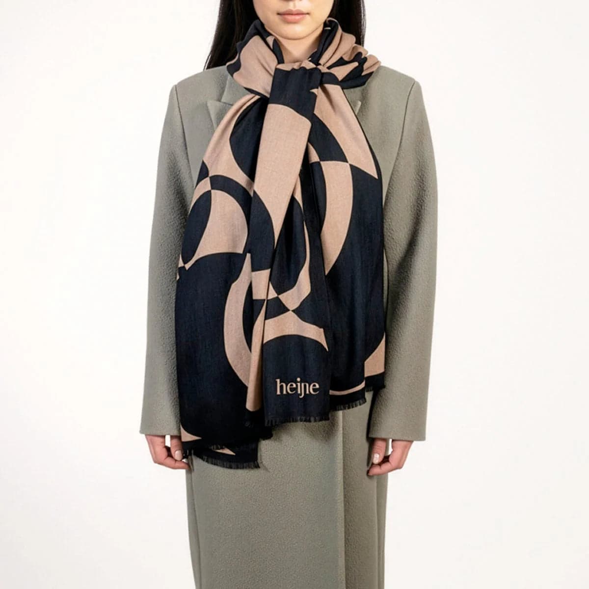 Circle Print Scarf Black