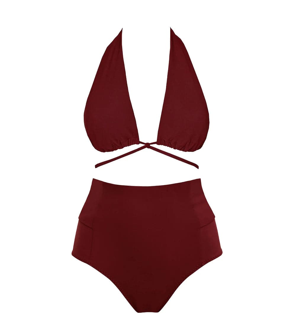 Versatile + Bow-back Bikini Set Merlot Red