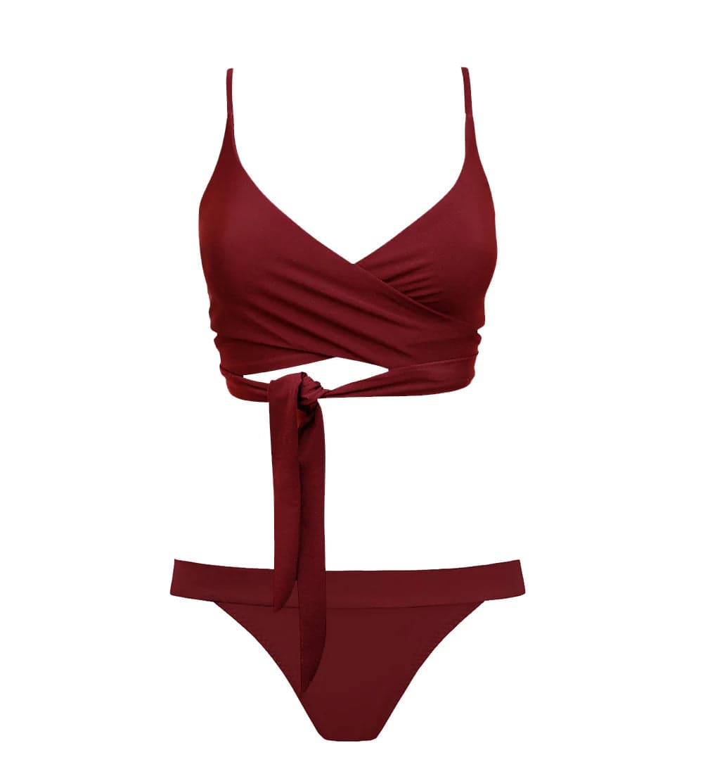 Lin + Cheeky Bikini Set Merlot Red