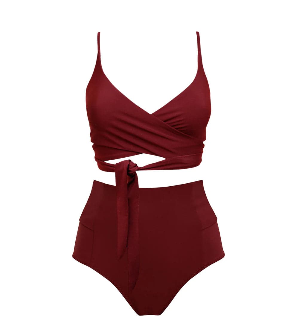 Lin + Bow-back Bikini Viininpunainen