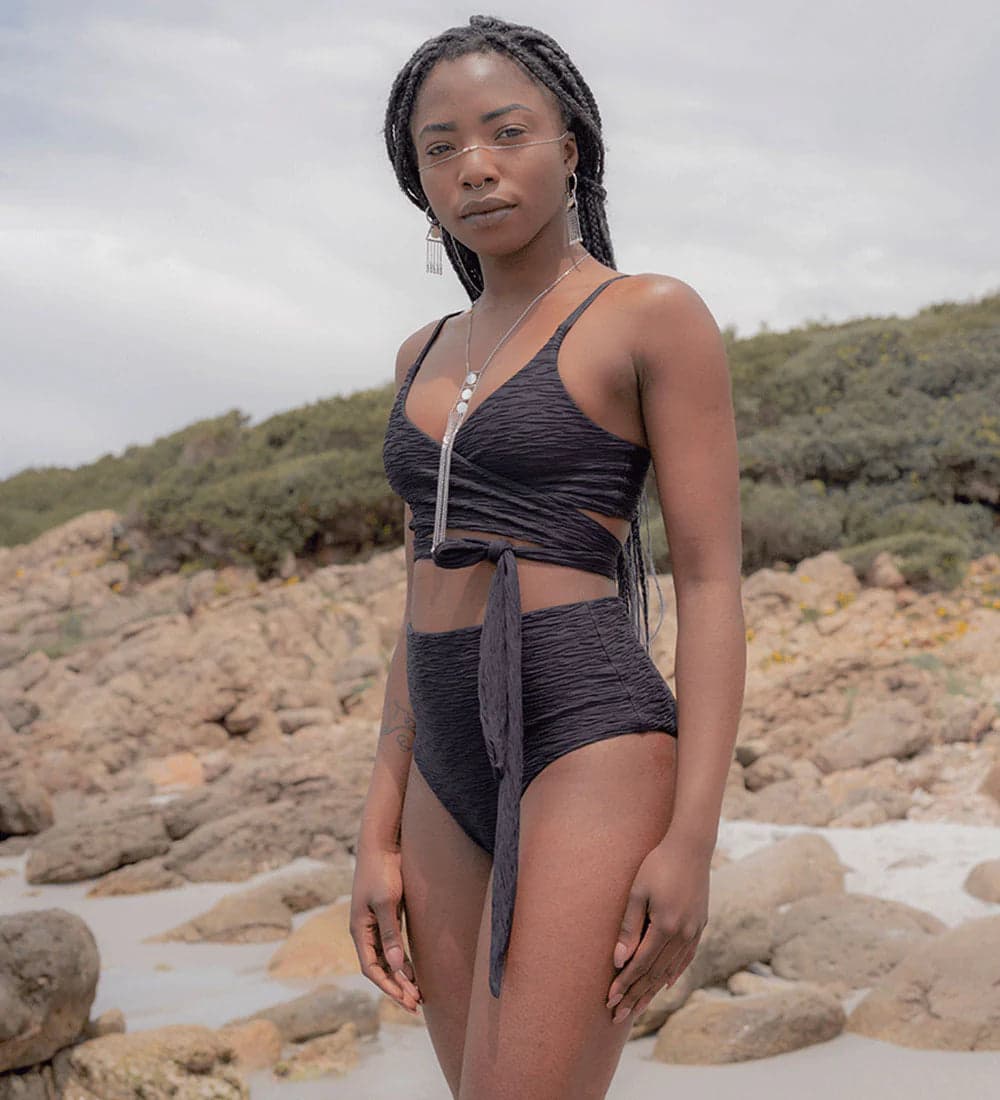 Jacquard Lin + Core High Bikini Set