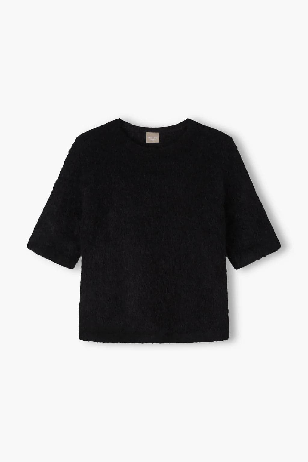 Short-Sleeve Alpaca Blend Sweater Black