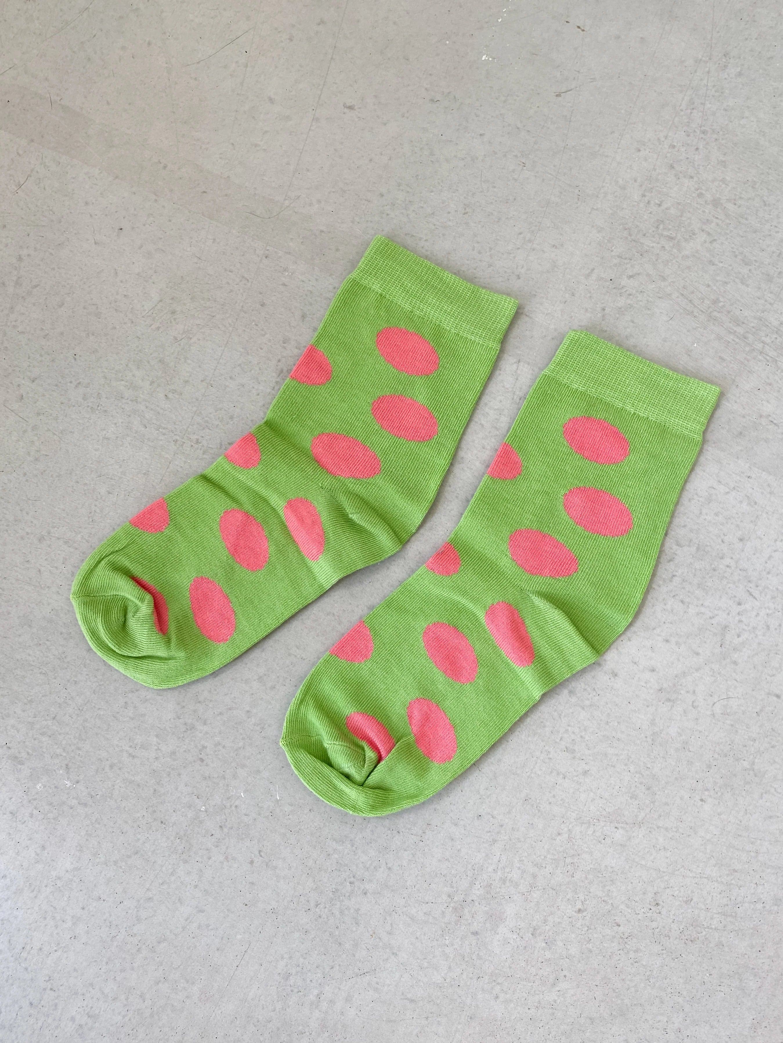 Green & Pink Dots Socks