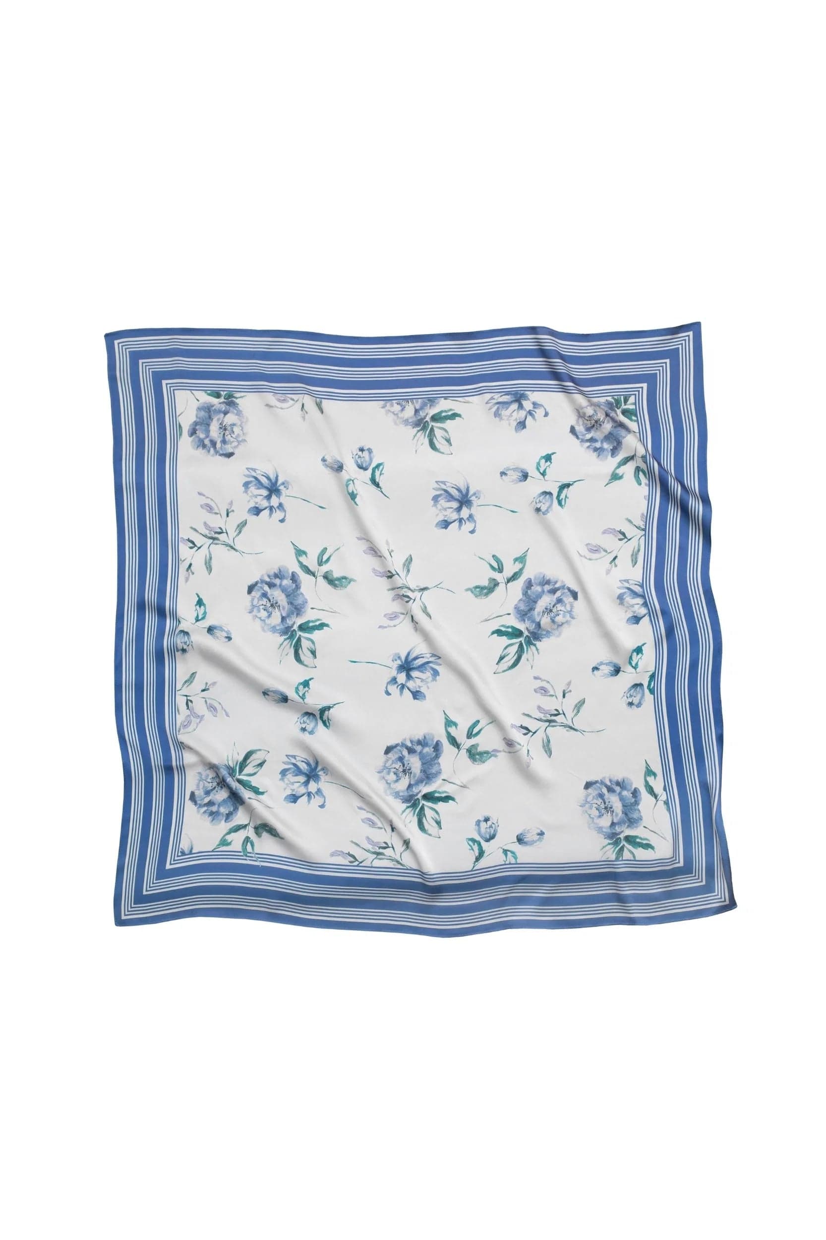 Blue Collection Large Silk Scarf Floral