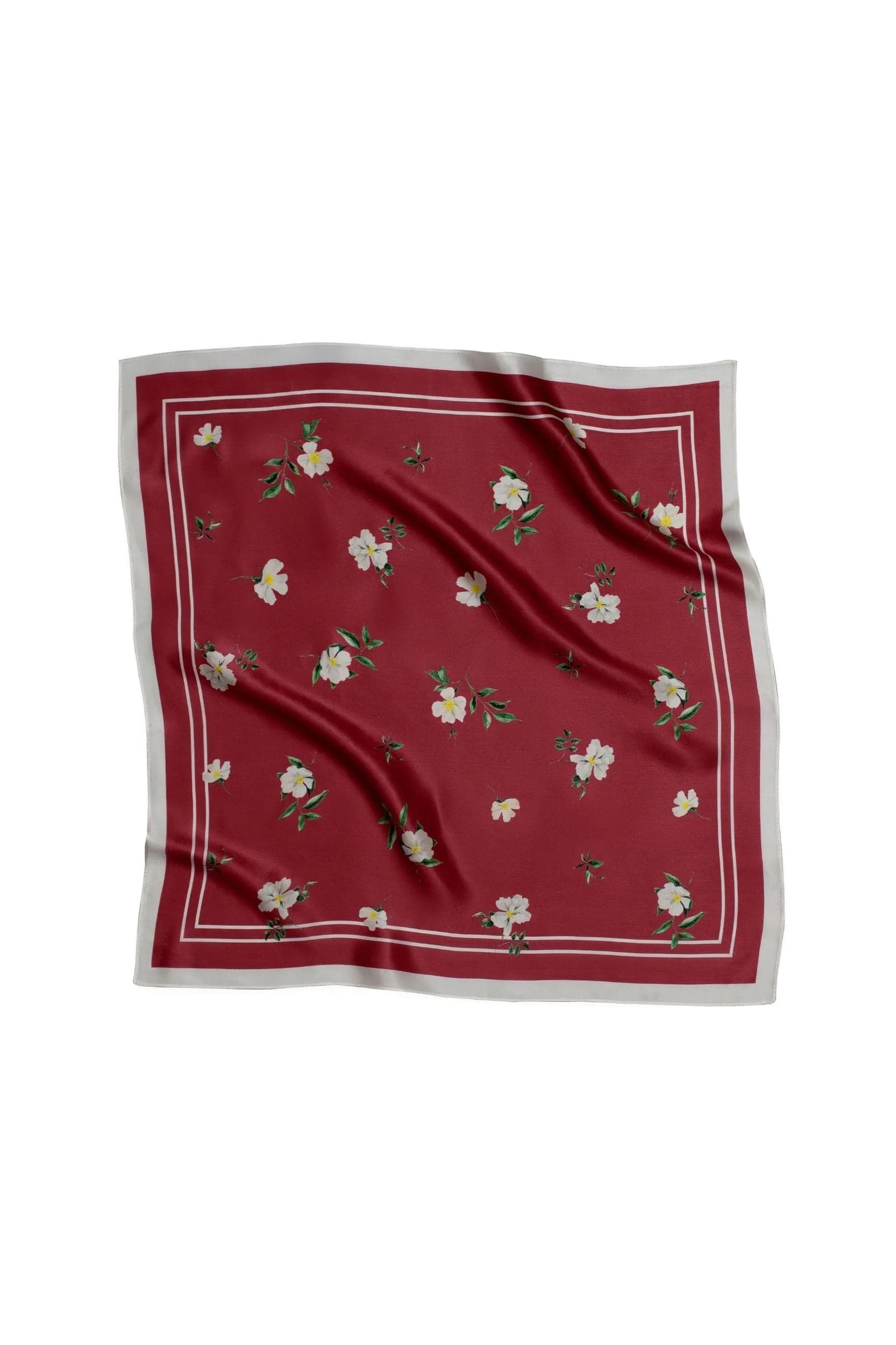 Red Collection Small Silk Scarf Floral Print