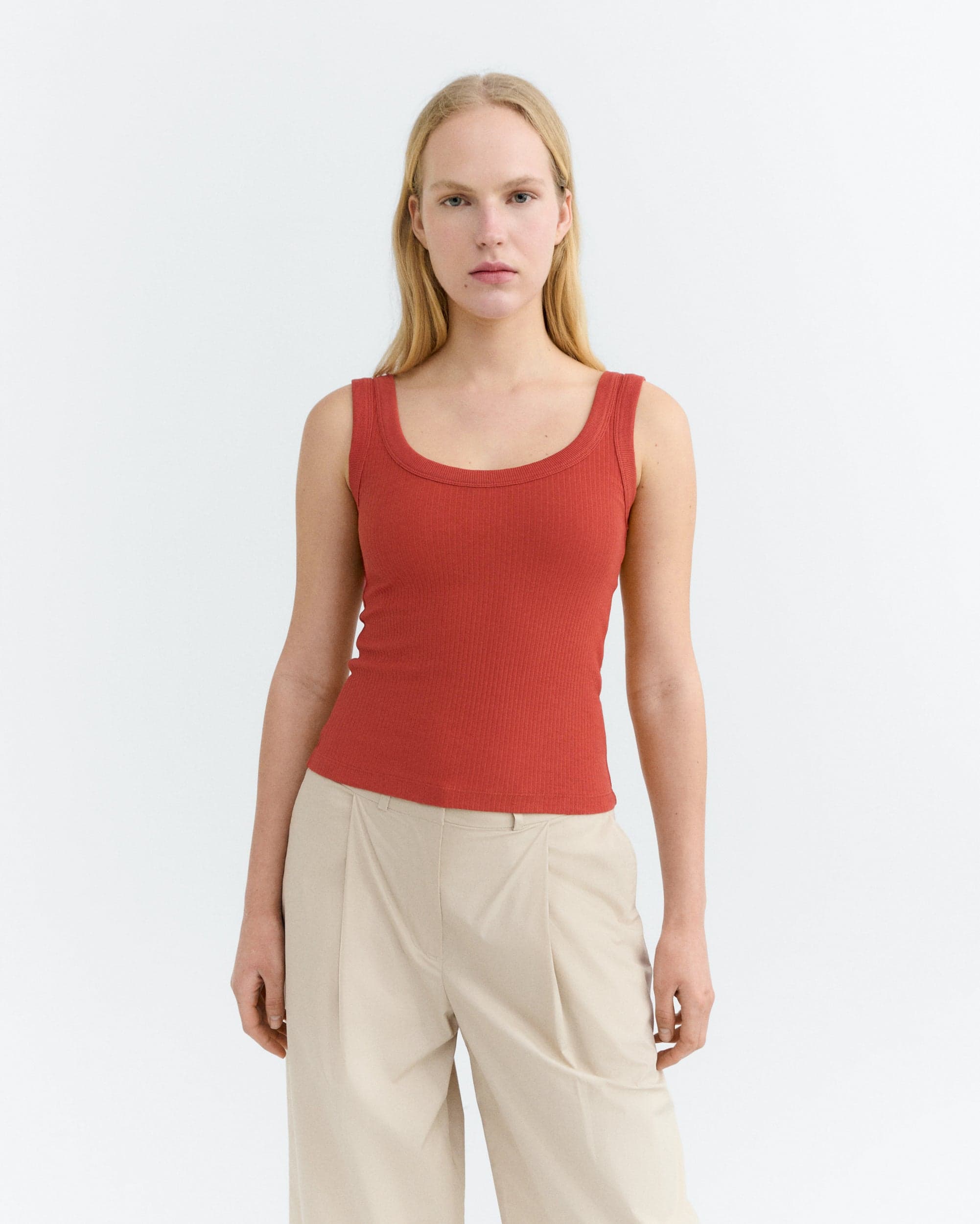 Julia Ribbed Top Red