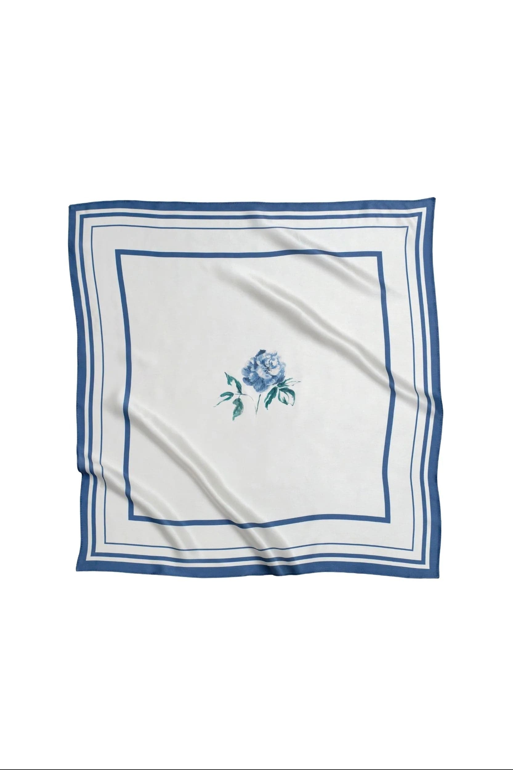 Blue Collection Small Silk Scarf Minimal Floral