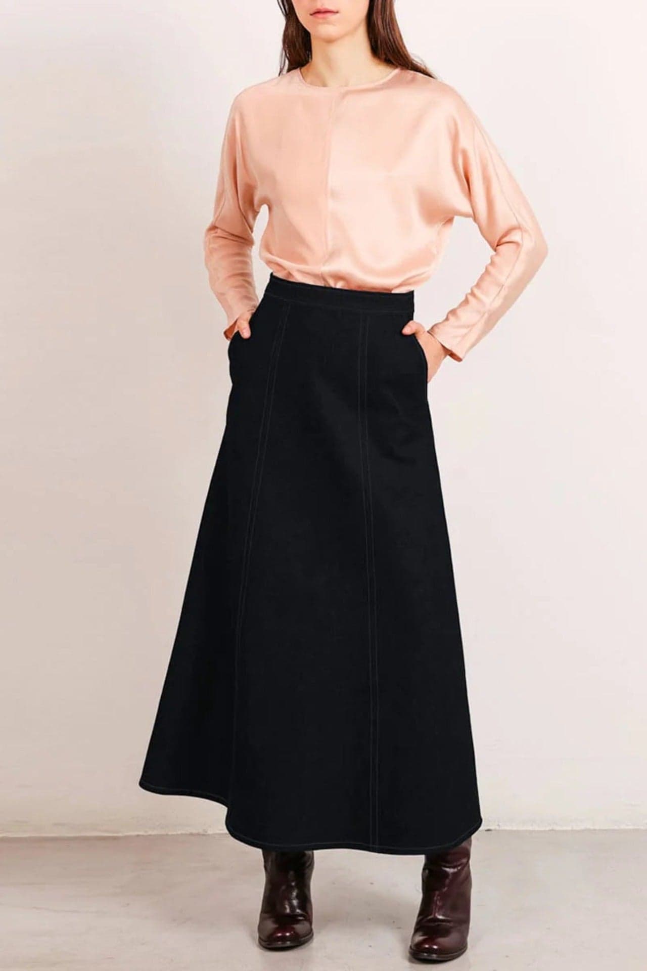 Flow Denim Skirt Black