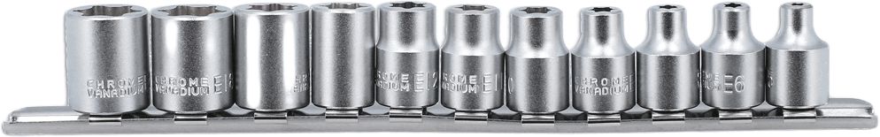 Hylsysarja E-Torx, 3/8", Laser