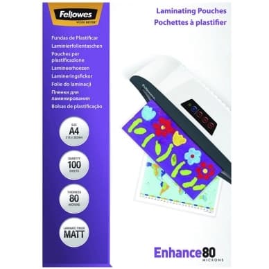 Fellowes Laminointitaskut A4 80 mic. 100/pkt, matta 5452103 Vastaa: N/A
