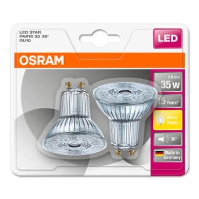 OSRAM OSRAM LED Star PAR16 2,6W/827 GU10 2-Pakk 4052899388178 Vastaa: N/A