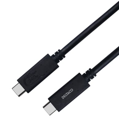DELTACO USB4 Gen 3 -kaapeli, USB-C - USB-C, 5A EPR, 0,8m, musta USBC-4008 Vastaa: N/A