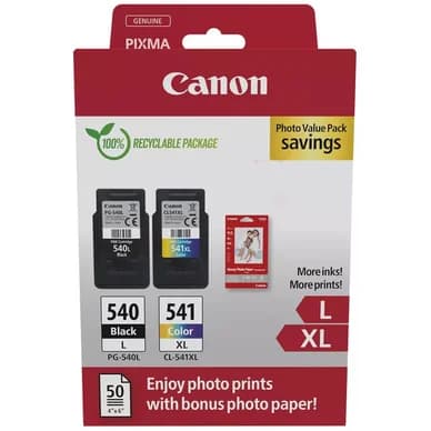 Canon Multipack PG-540L + CL541XL + 50arkkia valokuvapaperi 5224B012 Vastaa: N/A