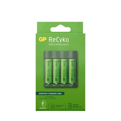 GP BATTERIES GP ReCyko Everyday akkulaturi USB sis. 4 kpl AA 2100mAh 202235 Vastaa: N/A