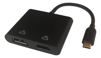 DELTACO MST-hubi, USB-C, 2 x 4K 60 Hz, HDMI + DP, 0,1 m, musta USBC-HDDP Vastaa: N/A