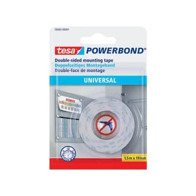 TESA Tesa Powerbond kaksipuolinen teippi 1.5mx19mm 58565-00001-00 Vastaa: N/A