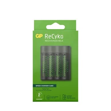 GP BATTERIES GP ReCyko Speed ​​​​akkulaturi USB sis. 4 kpl AA 2600mAh 202239 Vastaa: N/A