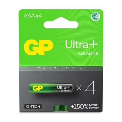 GP BATTERIES GP Ultra Plus Alkaline AAA-paristo 24AUP/LR03 4 pakkaus 151423 Vastaa: N/A