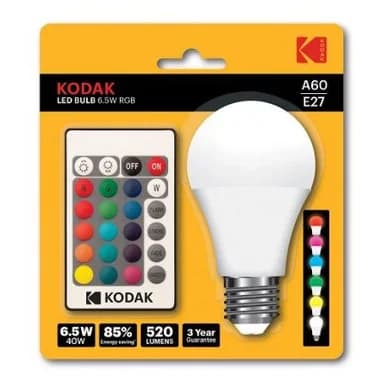 Kodak Kodak LED A60 E27 520 lm RGB 6,5 W 887930418392 Vastaa: N/A