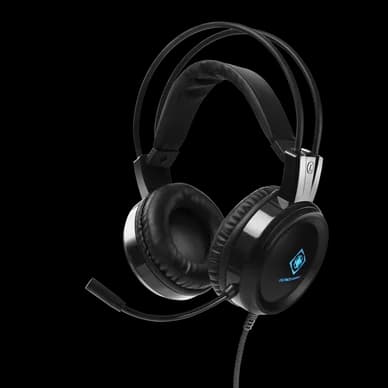 DELTACO Deltaco DH110 ‑pelikuulokkeet 50 mm, LED, mustat 7333048046628 Vastaa: N/A