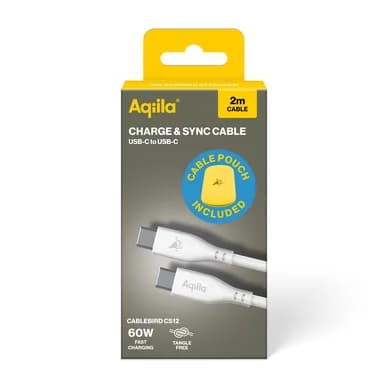 Aqiila Aqiila Cablebird CS12 USB-C - C 60W silikoni 2m valkoinen 406007 Vastaa: N/A