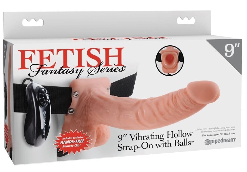24 cm Vibrating Hollow Strap-On kiveksillä
