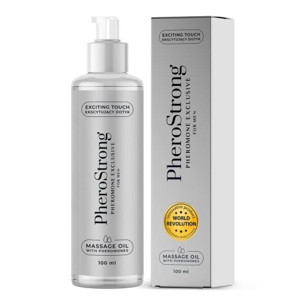 PheroStrong Pheromone Exclusive– ylellinen feromonipitoinen hierontaöljy miehille, 100 ml