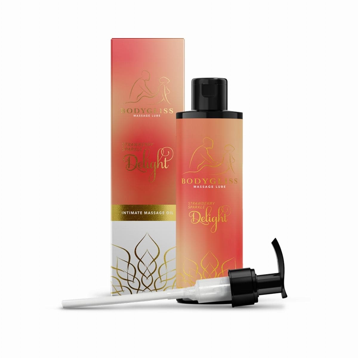 BodyGliss Strawberry &amp; Champagne 2-in-1 hierontaöljy ja liukuvoide, 150 ml