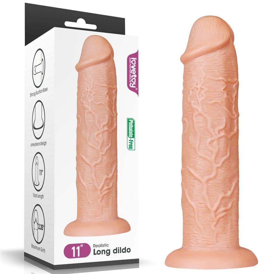 Realistinen Jättidildo Imukupilla – Taipuisa ja Vaalea PVC 28 cm