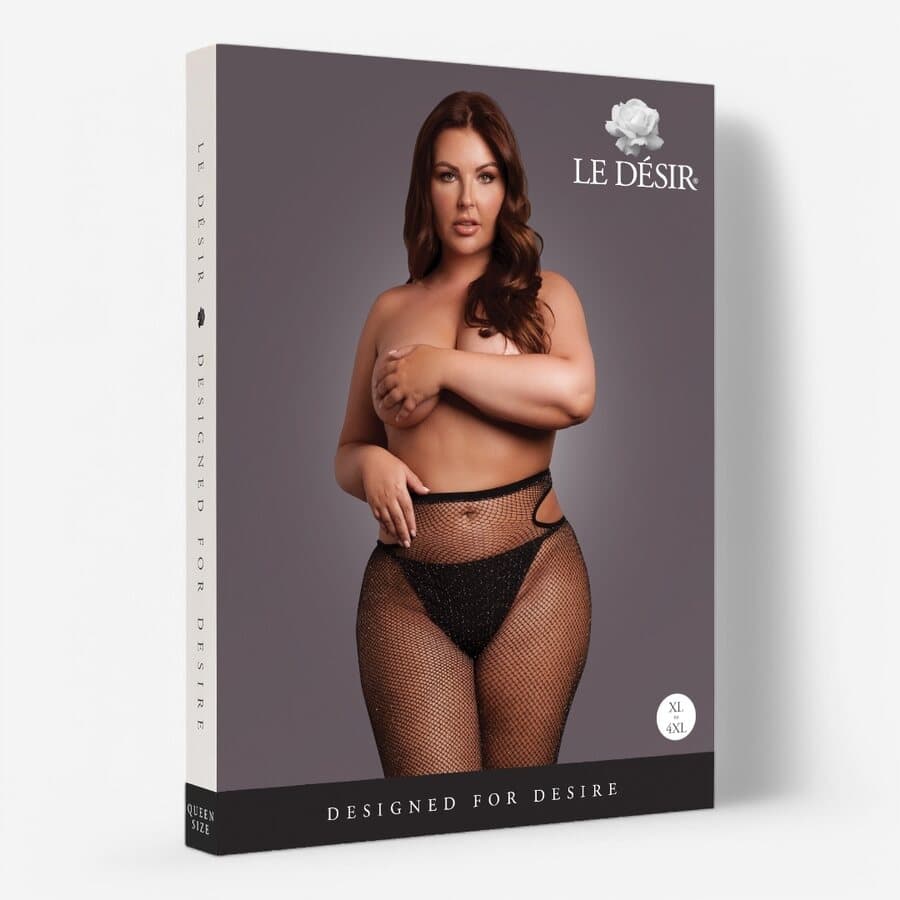 Le Desir Kimaltavat Cut-Out Verkkosukkahousut – Plus Size (XL–4XL), Aukollinen