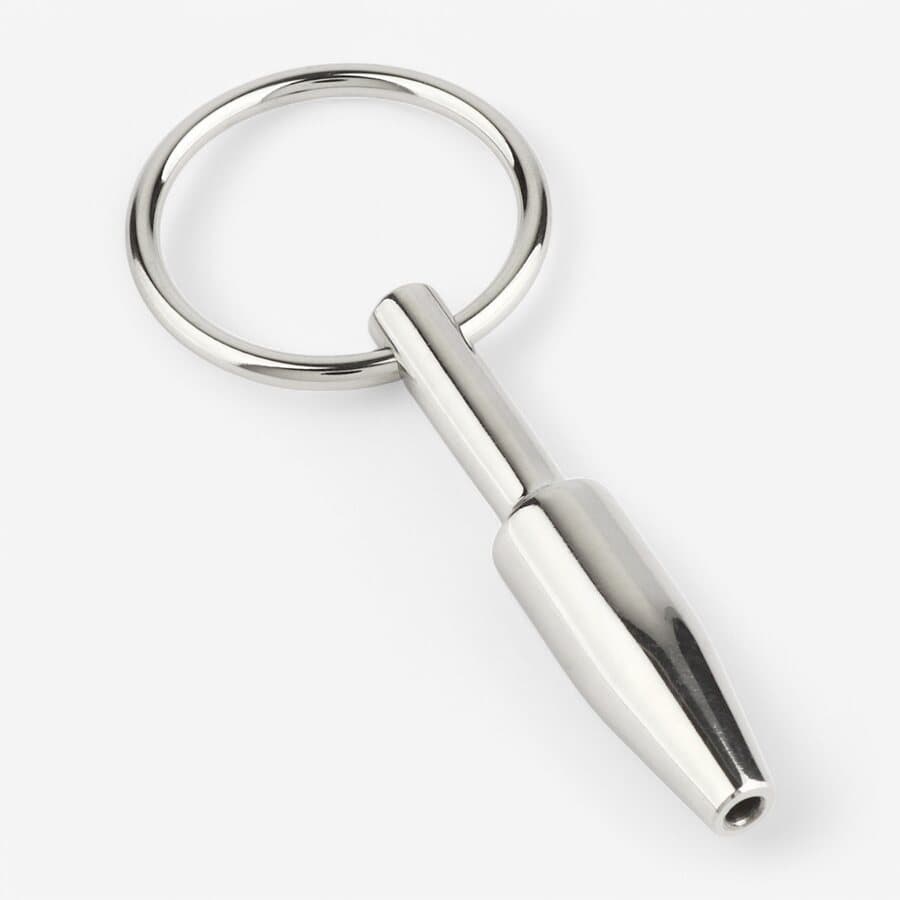 Mr. Steel Mini Open – Ontto teräksinen penisplugi rengaskahvalla 7,6 cm (8/9/10 mm)