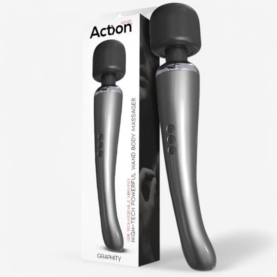 Action Graphity High Tech WandKoe tehokas ja hiljainen wand-vibraattori 20 värinäohjelmalla!