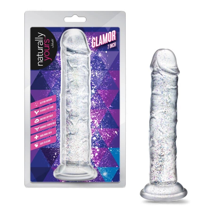 Blush Novelties Crystal Glamor Luxe – Kimalteleva Realistinen Dildo Imukupilla (17,8 cm)