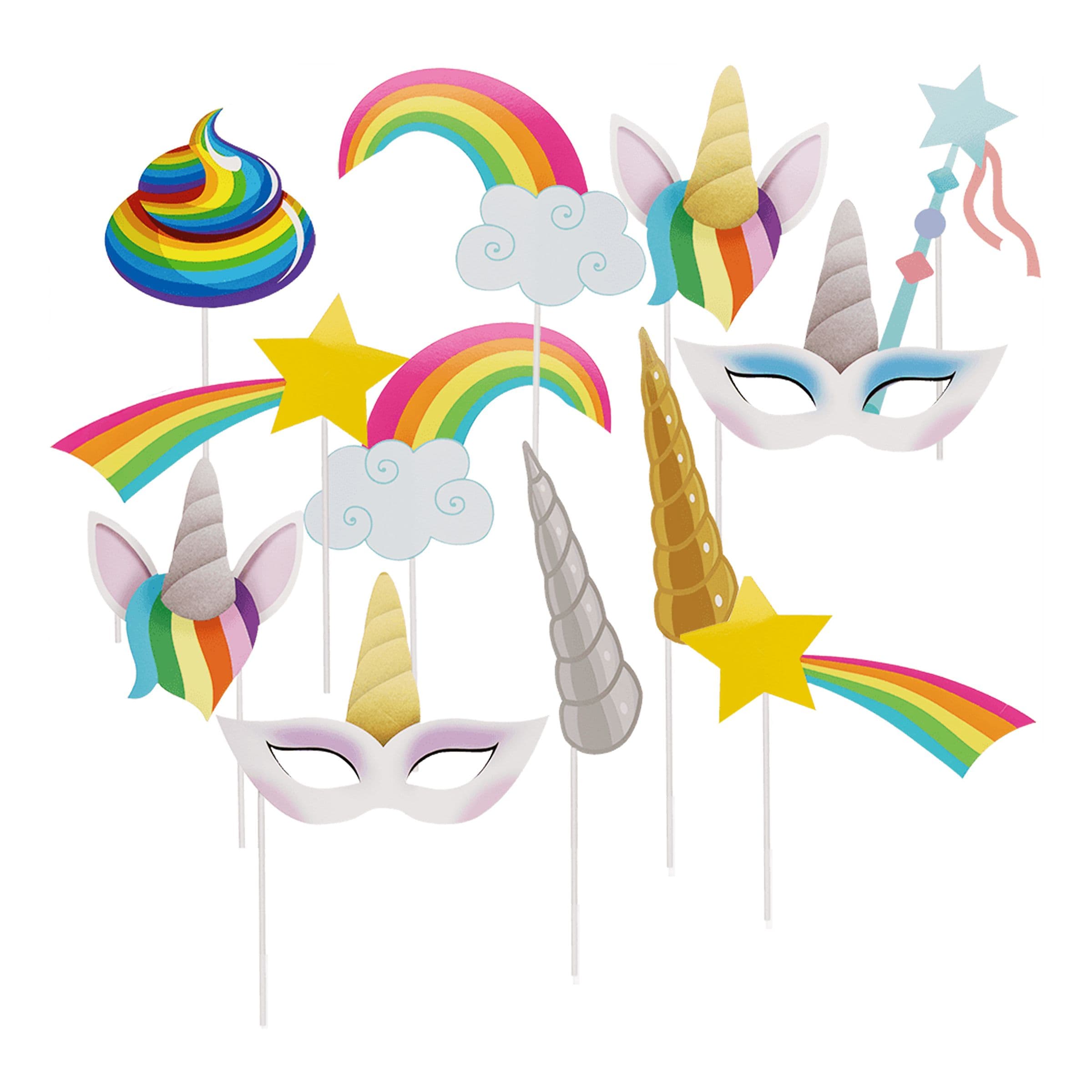 Unicorn-fotopropsit - 12-pakkaus