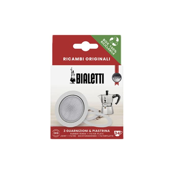Bialetti tiivisteet ja suodatinkori alumiinista valmistettuihin 3/4 kupin mutteripannuihin