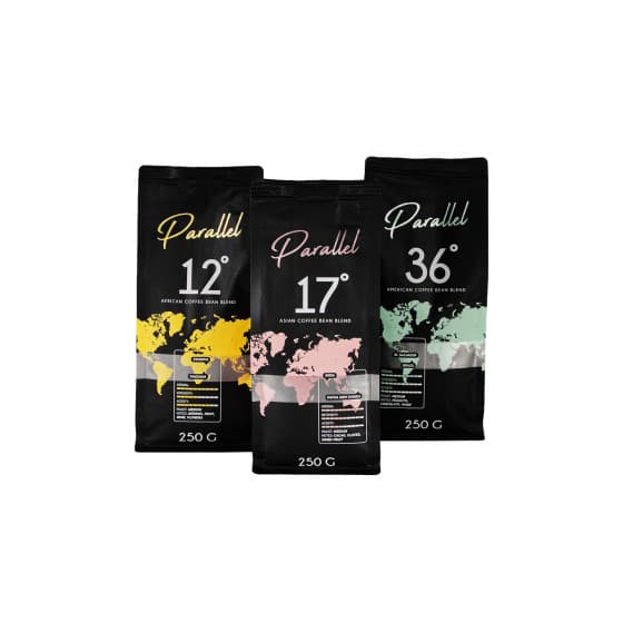Kahvipapusetti Parallel 12 + Parallel 17 + Parallel 36, 3 x 250 g