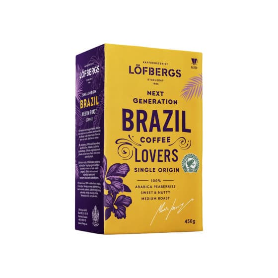 Jauhettu kahvi Löfbergs Brazil Single Origin Rainforest Alliance, 450 g