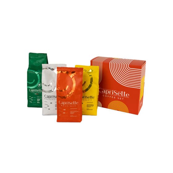 Kahvipapusetti Caprisette, 4 x 250 g lahjapakkauksessa
